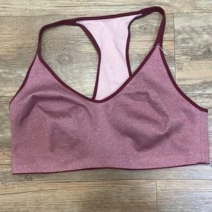 aerie Pink Glitter Racerback Bralette with Maroon Trim